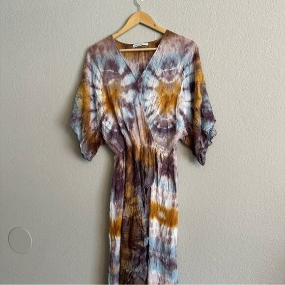 YFB Young Fabulous & Broke Isla Faux Wrap Multicolor Midi Dress Sz Small - Picture 10 of 11